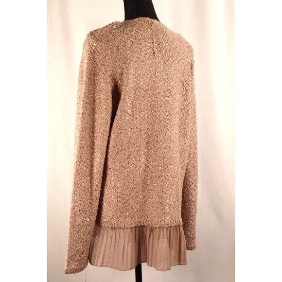 ALFANI by women's Sequin Knit Sweater with Pleated Sheer Hem‎ Size P/XL - Picture 4 of 16